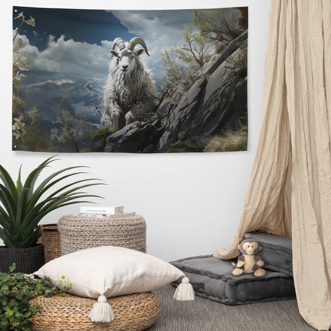 About my Brain Institute Wall Art Mountain Goat Spirit Animal Flag Wall Art