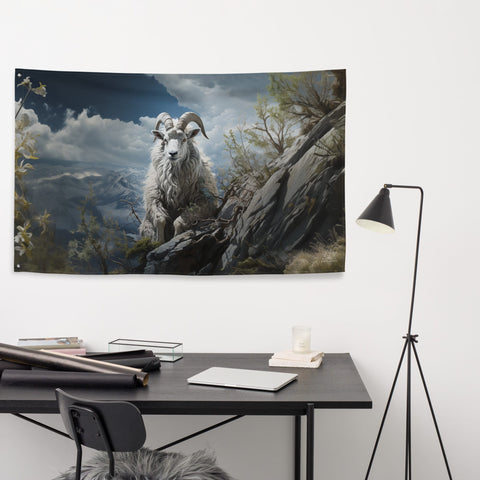 About my Brain Institute Wall Art Mountain Goat Spirit Animal Flag Wall Art