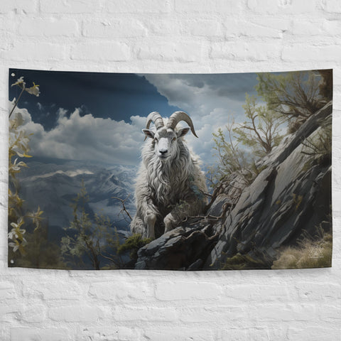 About my Brain Institute Wall Art Mountain Goat Spirit Animal Flag Wall Art
