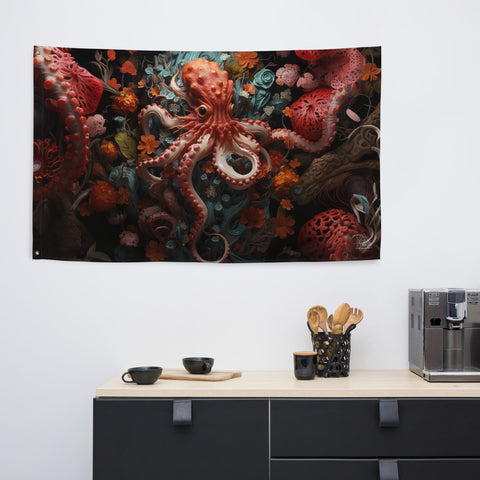 About my Brain Institute Wall Art Octopus Spirit Animal Flag Wall Art