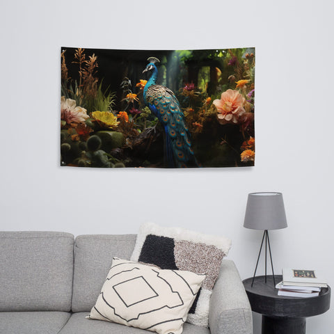About my Brain Institute Wall Art Peacock Spirit Animal Flag Wall Art
