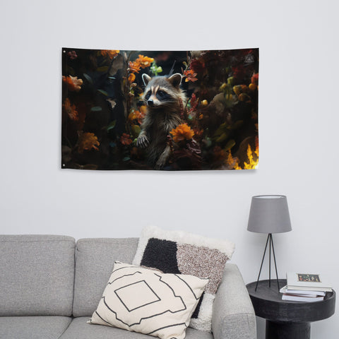 About my Brain Institute Wall Art Raccoon Spirit Animal Flag Wall Art