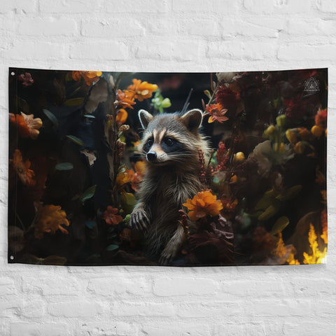 About my Brain Institute Wall Art Raccoon Spirit Animal Flag Wall Art