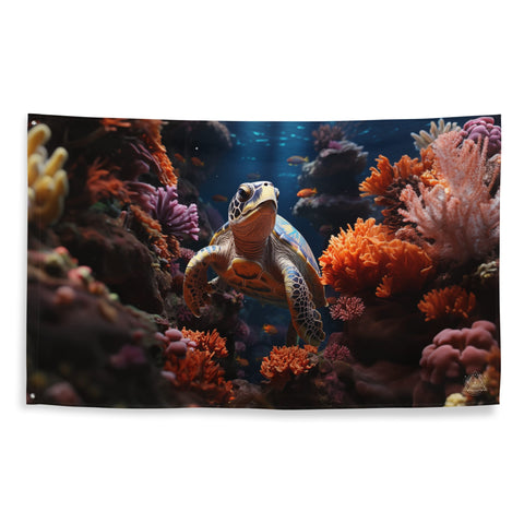 About my Brain Institute Wall Art Sea Turtle Spirit Animal Flag Wall Art
