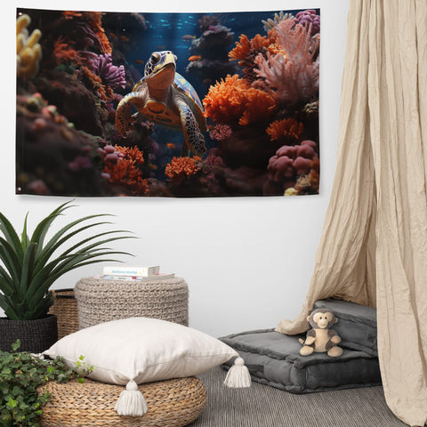 About my Brain Institute Wall Art Sea Turtle Spirit Animal Flag Wall Art