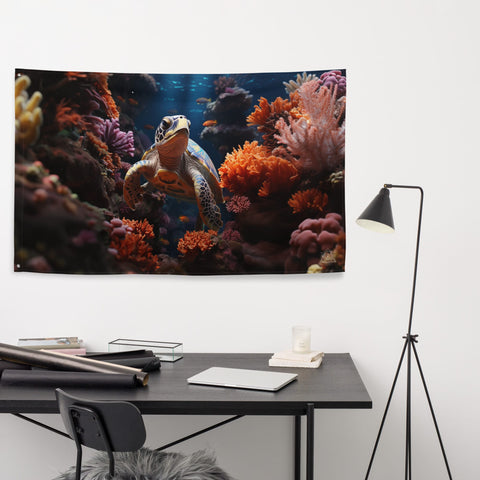 About my Brain Institute Wall Art Sea Turtle Spirit Animal Flag Wall Art