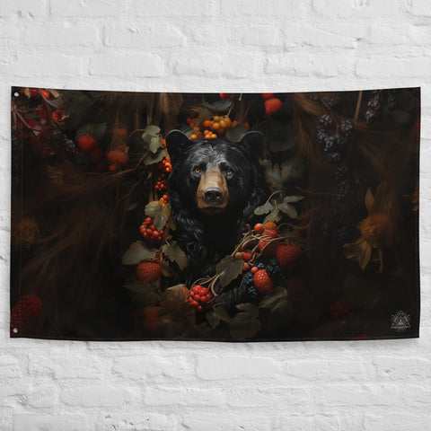 Black Bear Spirit Animal Flag Wall Art