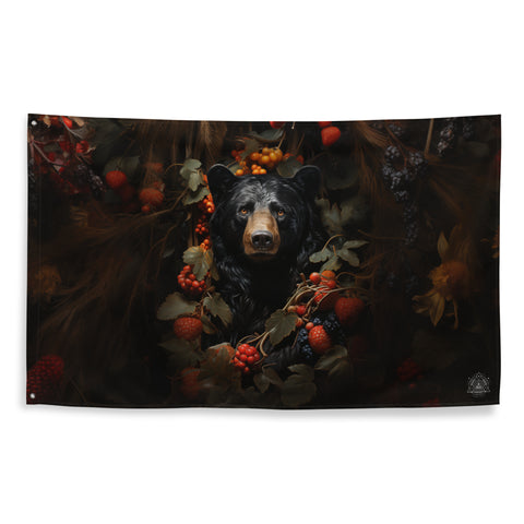 Black Bear Spirit Animal Flag Wall Art