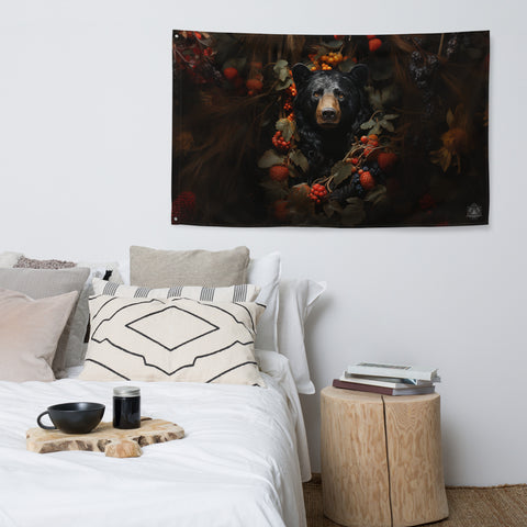 Black Bear Spirit Animal Flag Wall Art