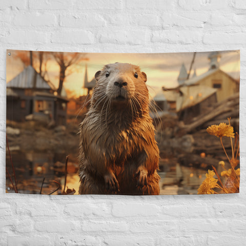 Beaver Spirit Animal Flag Wall Art