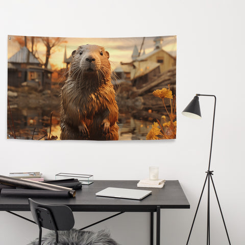 Beaver Spirit Animal Flag Wall Art