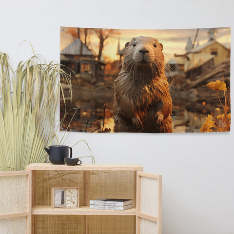 Beaver Spirit Animal Flag Wall Art