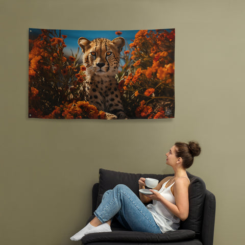 Cheetah Spirit Animal Flag Wall Art