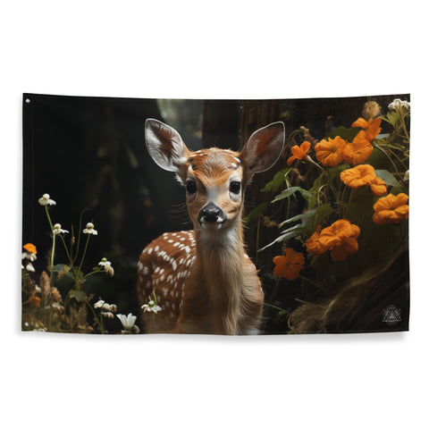 Fawn Spirit Animal Flag Wall Art