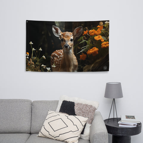 Fawn Spirit Animal Flag Wall Art