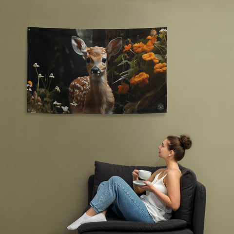 Fawn Spirit Animal Flag Wall Art