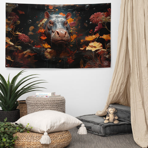 Hippopotamus Spirit Animal Flag Wall Art