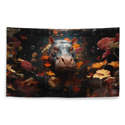 Hippopotamus Spirit Animal Flag Wall Art