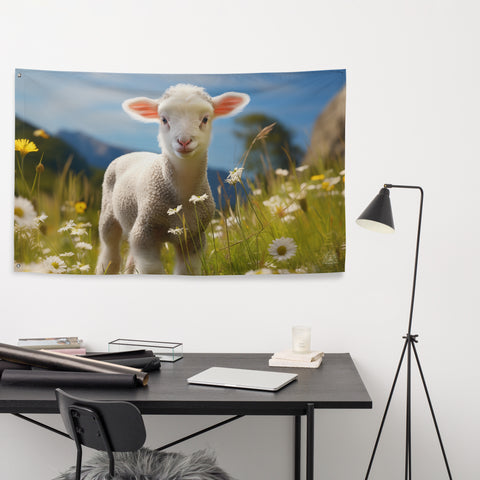 Lamb Spirit Animal Flag Wall Art