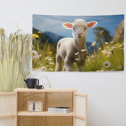 Lamb Spirit Animal Flag Wall Art