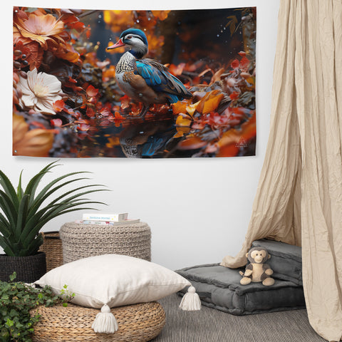 Mandarin Duck Spirit Animal Flag Wall Art