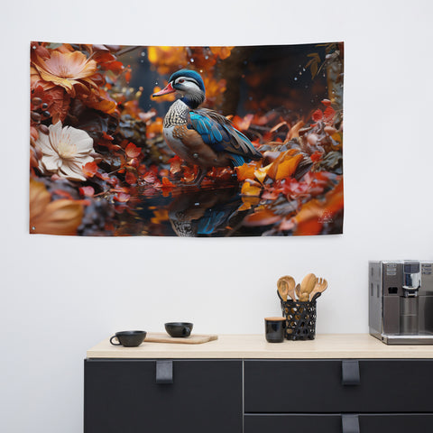 Mandarin Duck Spirit Animal Flag Wall Art