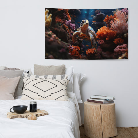 Sea Turtle Spirit Animal Flag Wall Art