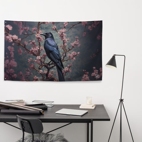 Raven Spirit Animal Flag Wall Art