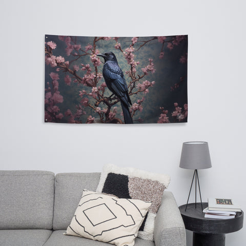 Raven Spirit Animal Flag Wall Art