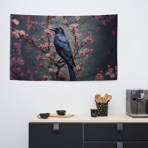 Raven Spirit Animal Flag Wall Art