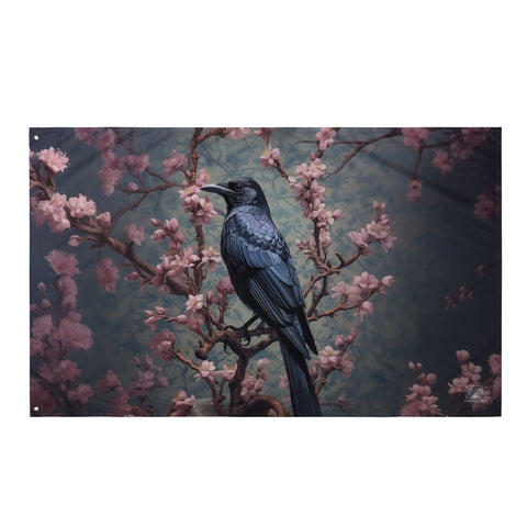 Raven Spirit Animal Flag Wall Art