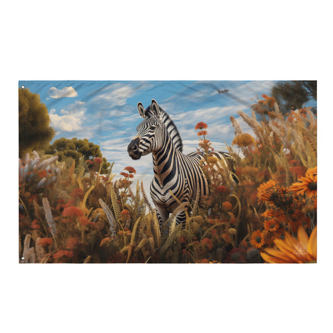 Zebra Spirit Animal Flag Wall Art