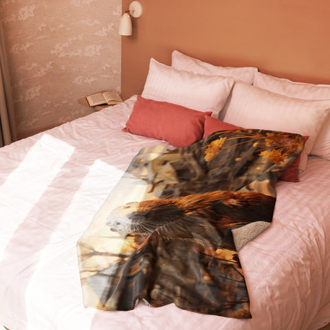 Beaver Spirit Animal Sherpa Blanket