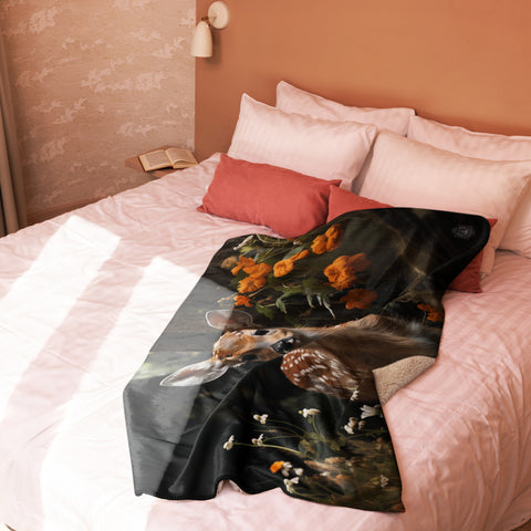 Fawn Spirit Animal Sherpa Blanket