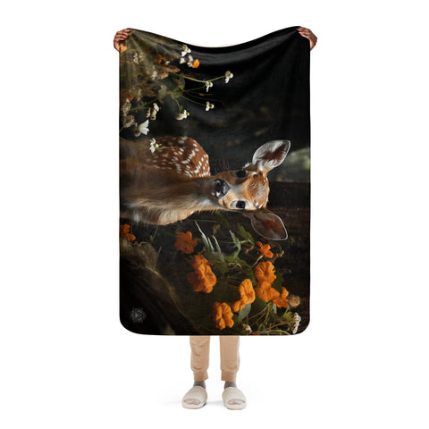 Fawn Spirit Animal Sherpa Blanket