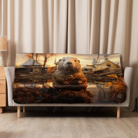 Beaver Spirit Animal Sherpa Blanket