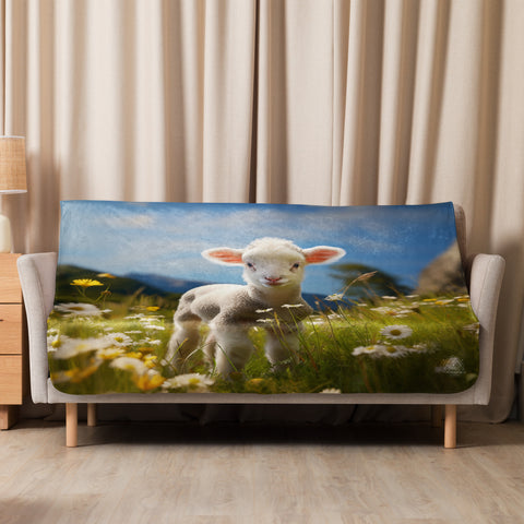 Lamb Spirit Animal Sherpa Blanket