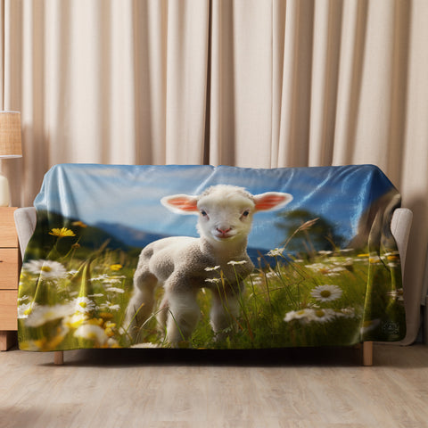 Lamb Spirit Animal Sherpa Blanket