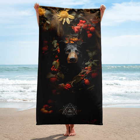 Black Bear Spirit Animal Lightweight Beach Towel