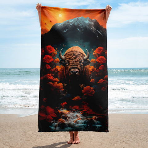 Buffalo Spirit Animal Lightweight Beach Towel